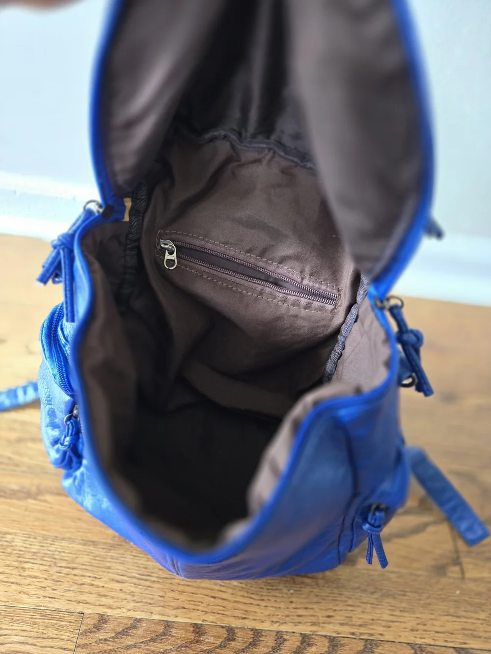 Blue Leather Women's Backpack